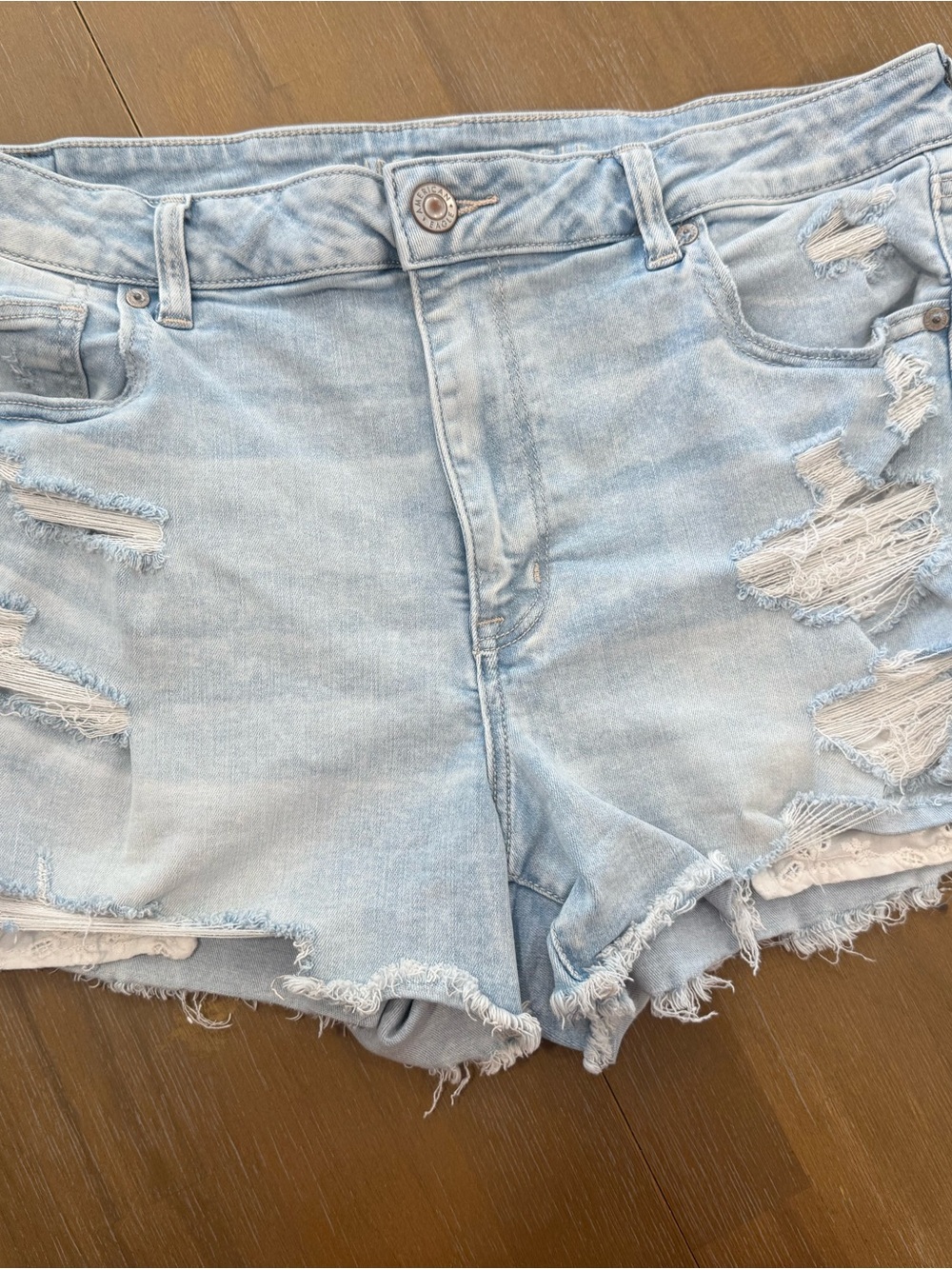 American Eagle Outfitters Light Blue Distressed Denim Cutoff Shorts